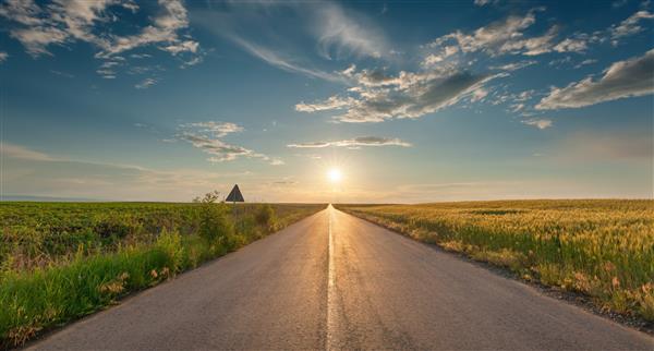 A road with a ray of sunlight