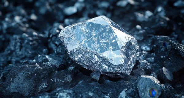 Silver nugget on black coal
