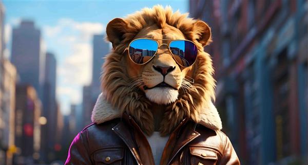 Cool lion concept, real photo