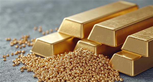 Gold bars and nuggets