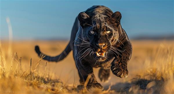 Panther leaping