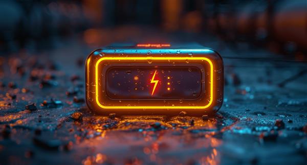 Image of a battery glowing in neon