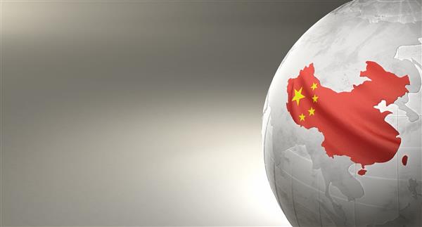 Map of China with its flag