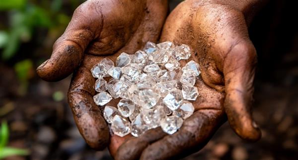Image of a man holding diamonds