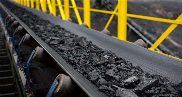 Image of a conveyor belt of coal