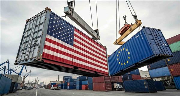EU US trade war concept