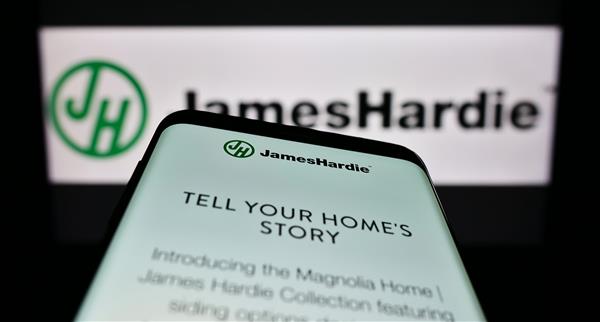Image of James Hardie logo on a mobile phone