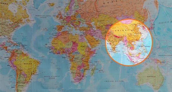 Map showing Valeriepieris Circle - a relatively small area of Earth’s surface that contains half the human population.