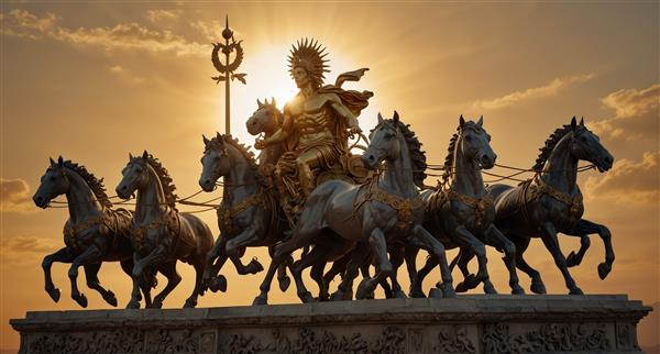 Statue of Helios in a golden chariot