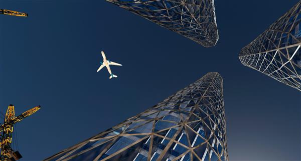 3d illustration of construction of a modern building