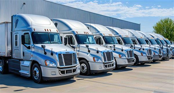 Fleet of trucks AI gen