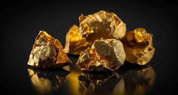 AI generated image of a series of gold nuggets