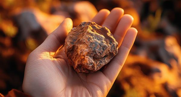 Hand holding a rock