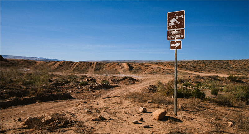 A warning sign outside the Apex Mine region in Utah, US.