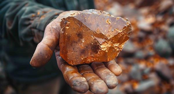 AI imagines a worker holding one big chunk of native copper. In real life, it doesn't look like this.
